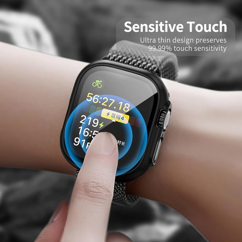 JERXUN Case for Apple Watch Ultra 3/2/1 Screen Protector with Tempered Glass Protection Hard PC Bumper Cover for iWatch 49mm Accessories - Image 3